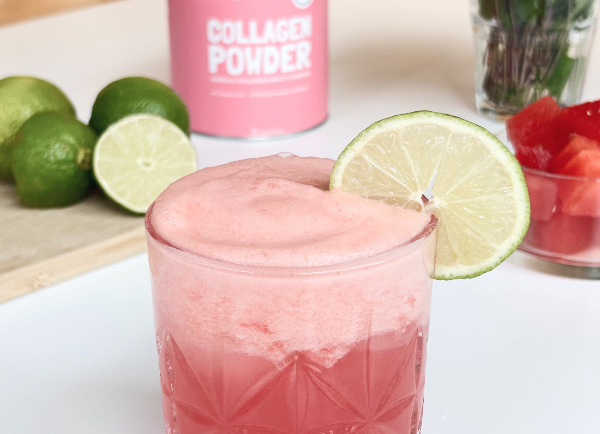 Recept: Maak een Watermelon Sour Collagen Mocktail